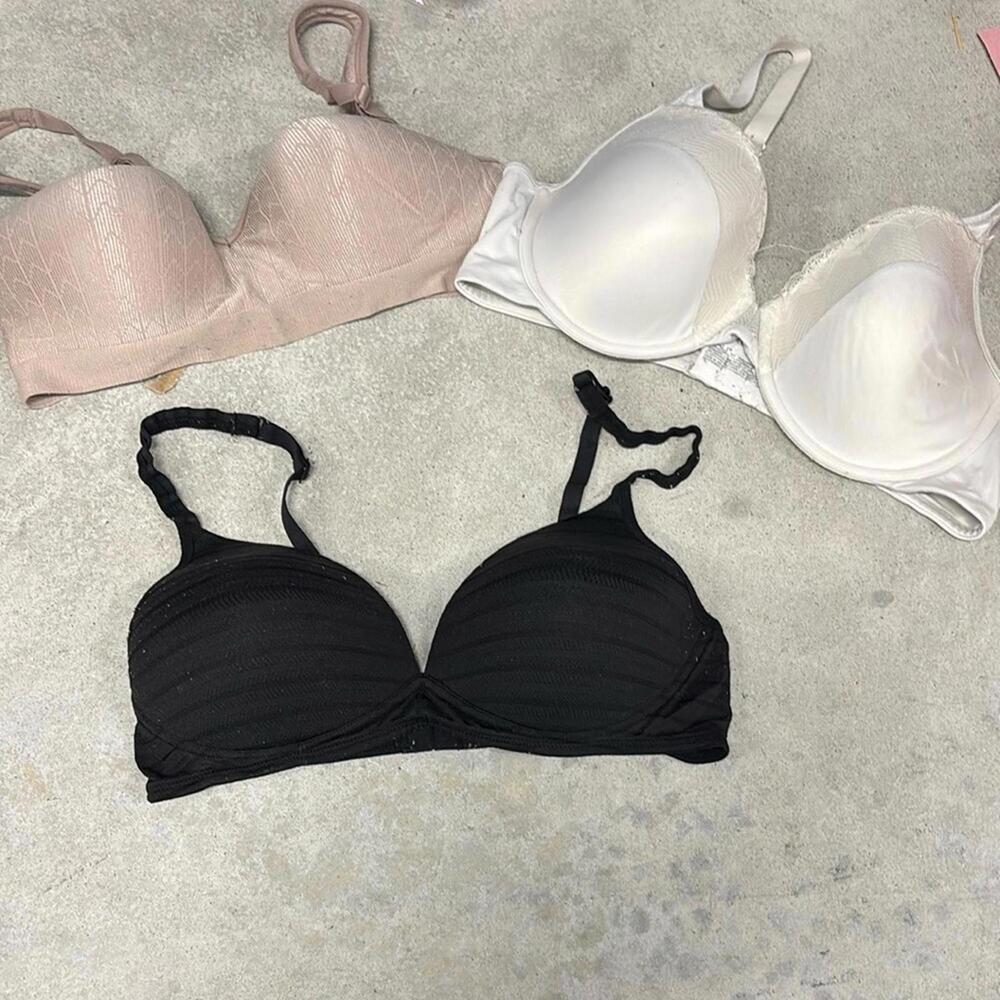 Bundle of 3 Women's Intimates Set Bras - Black, White, and Nude no Padding